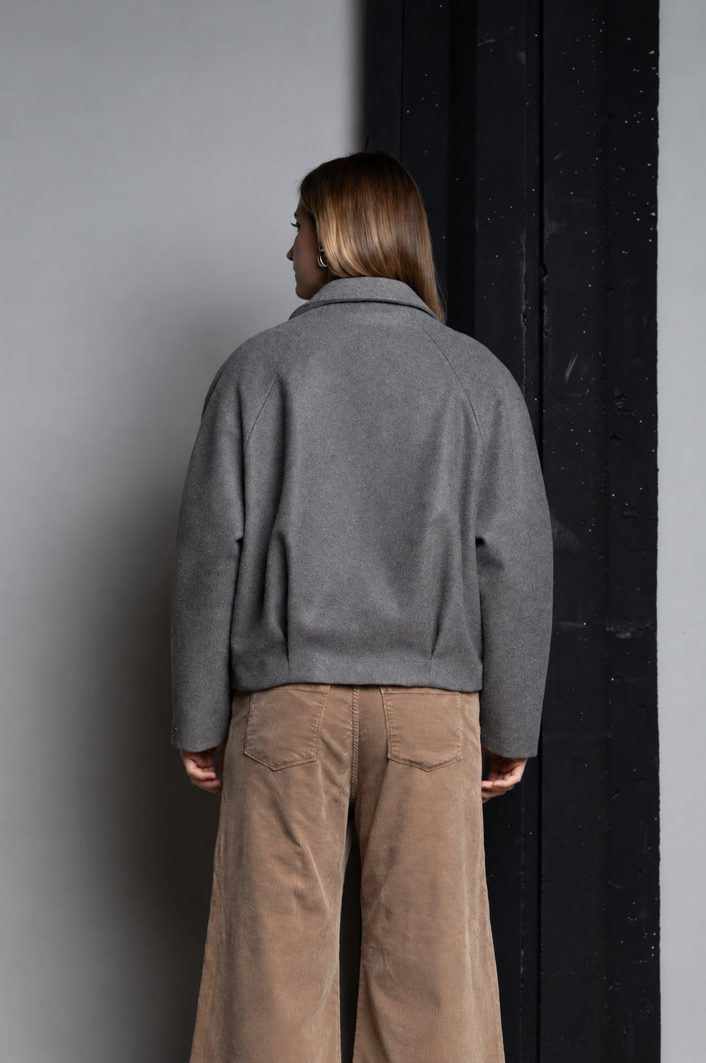 CABAN CORTO CON MANICHE BALLOON IN MISTOLANA GRIGIO KAOS JEANS