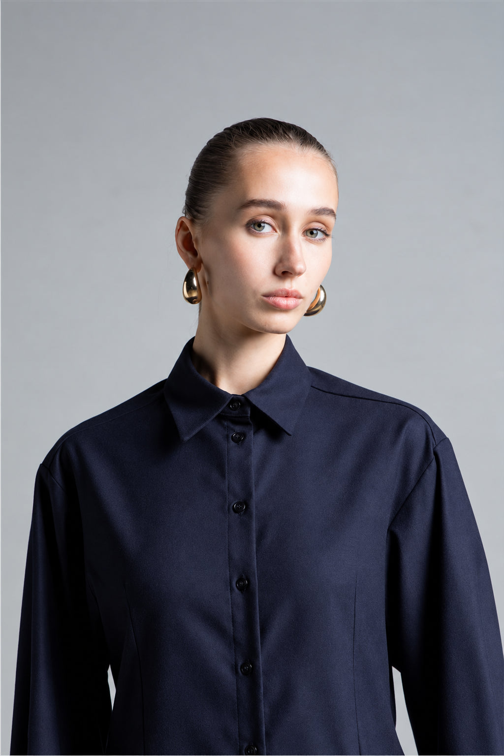 CAMICIA SLIM DI FLANELLA BLU NOTTE ICONA