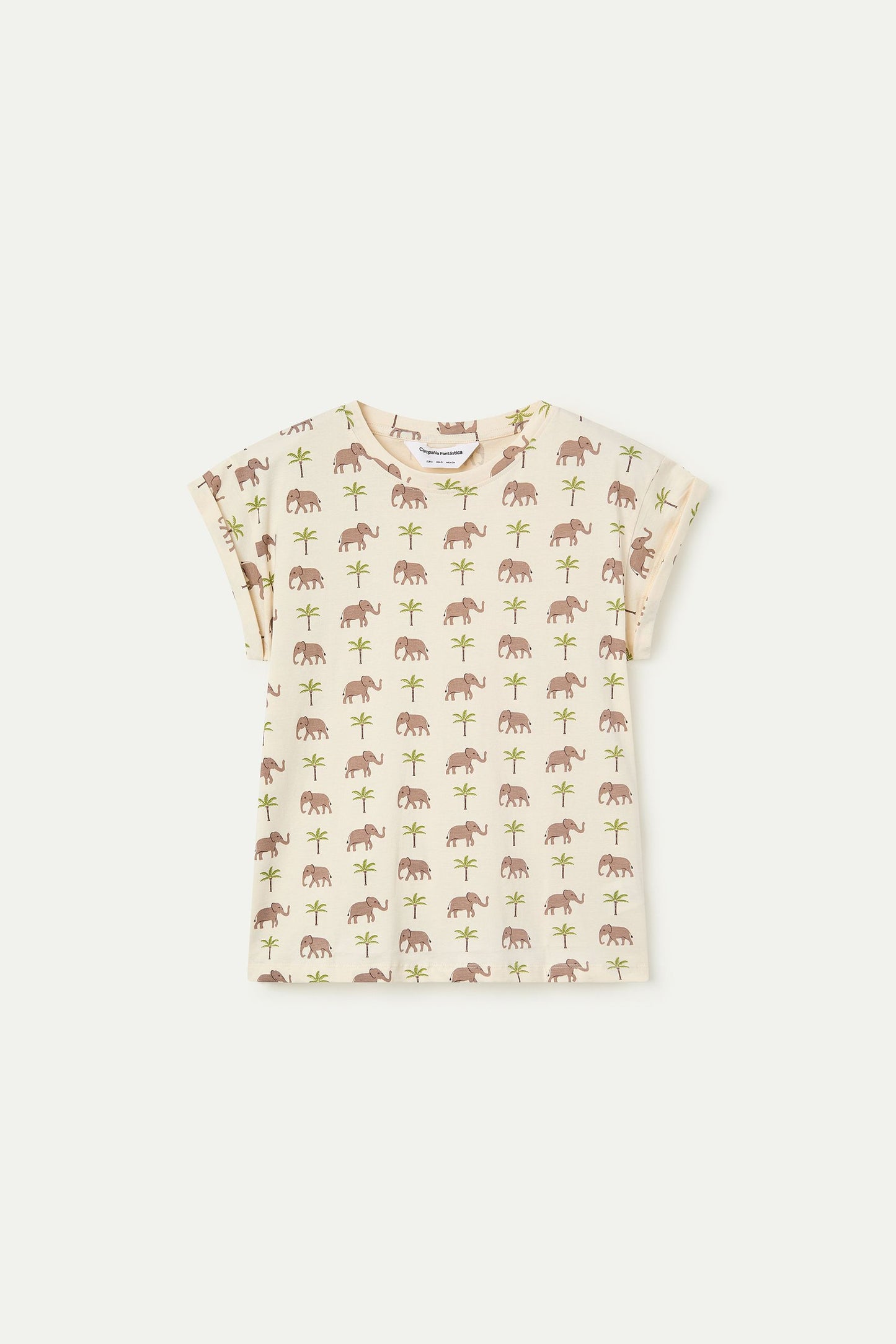 T-SHIRT STAMPA PALMA E ELEFANTE COMPANIA FANTASTICA