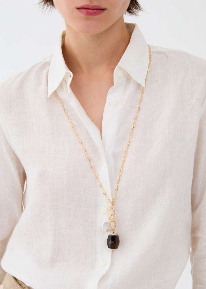 COLLANA LUNGA CON PENDENTI MIX PIETRE ORO NALÍ