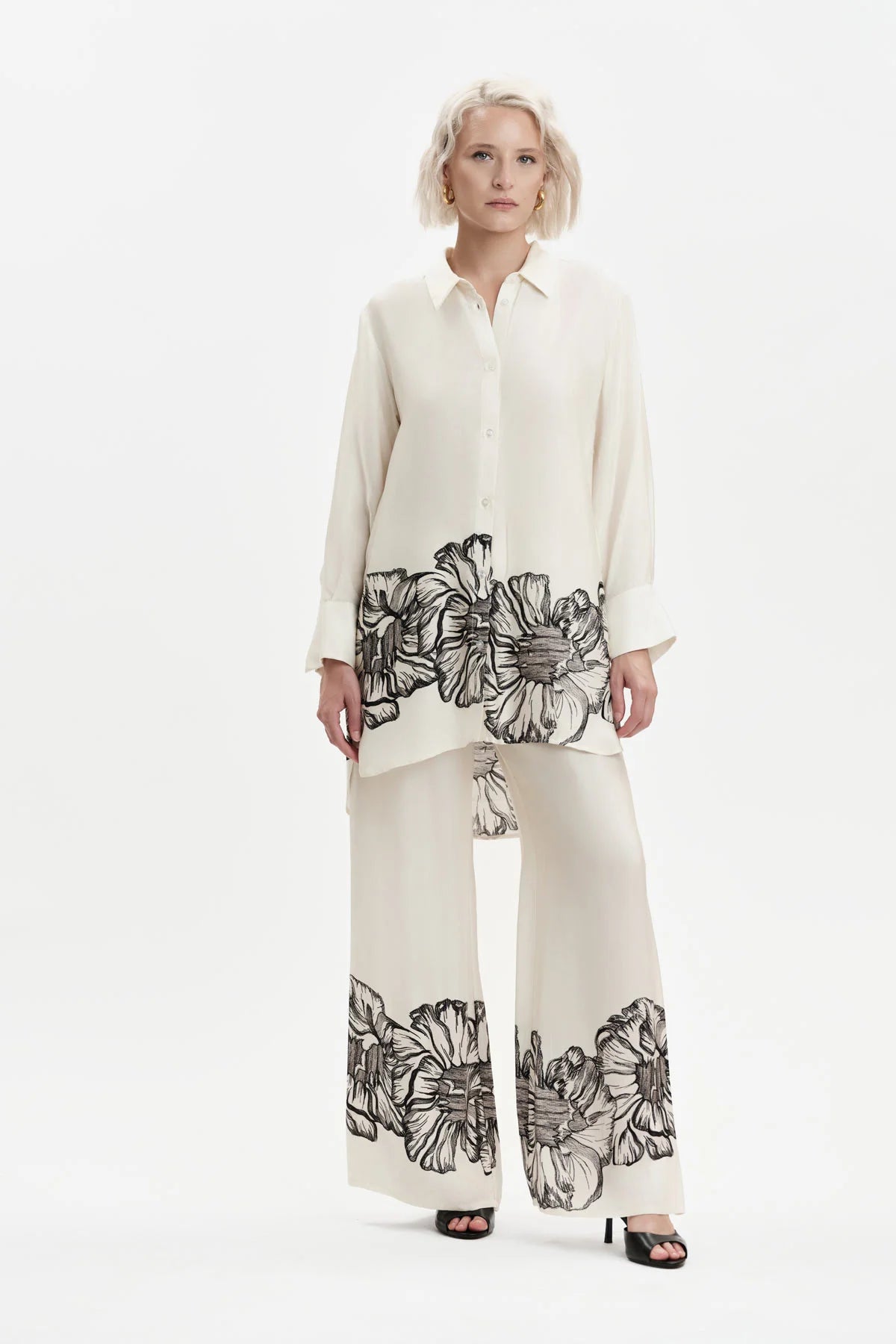 CAMICIA IN RASO CON STAMPA FLOREALE WHITE WISE