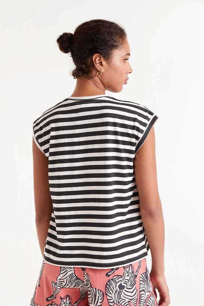 T-SHIRT RIGHE BIANCA NERA COMPANIA FANTASTICA