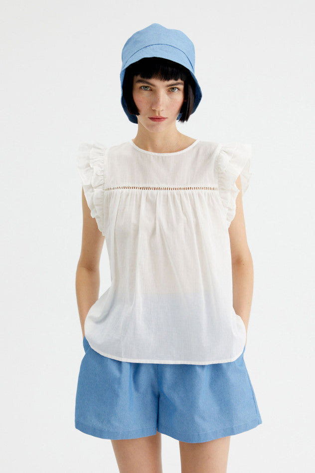 TOP VOLANT BIANCO COMPANIA FANTASTICA