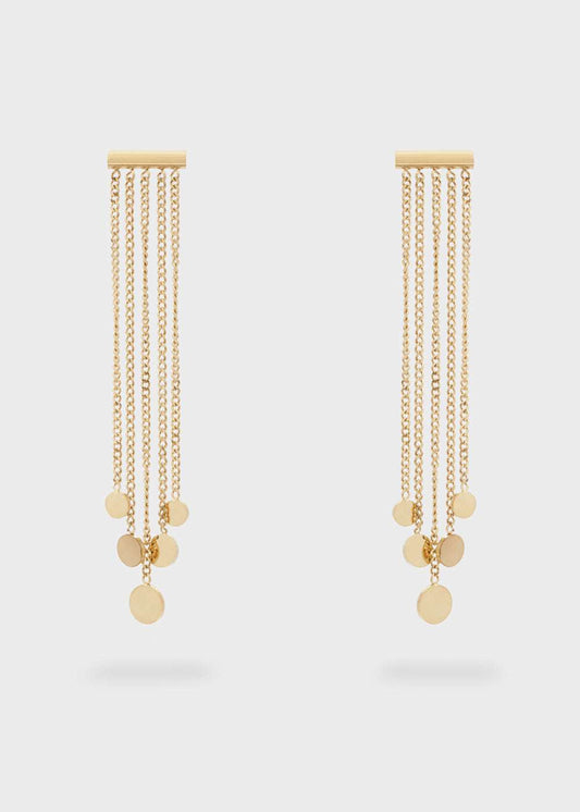 ORECCHINI LUNGHI SFERE PIATTE ACC.INO. ORO NALÌ