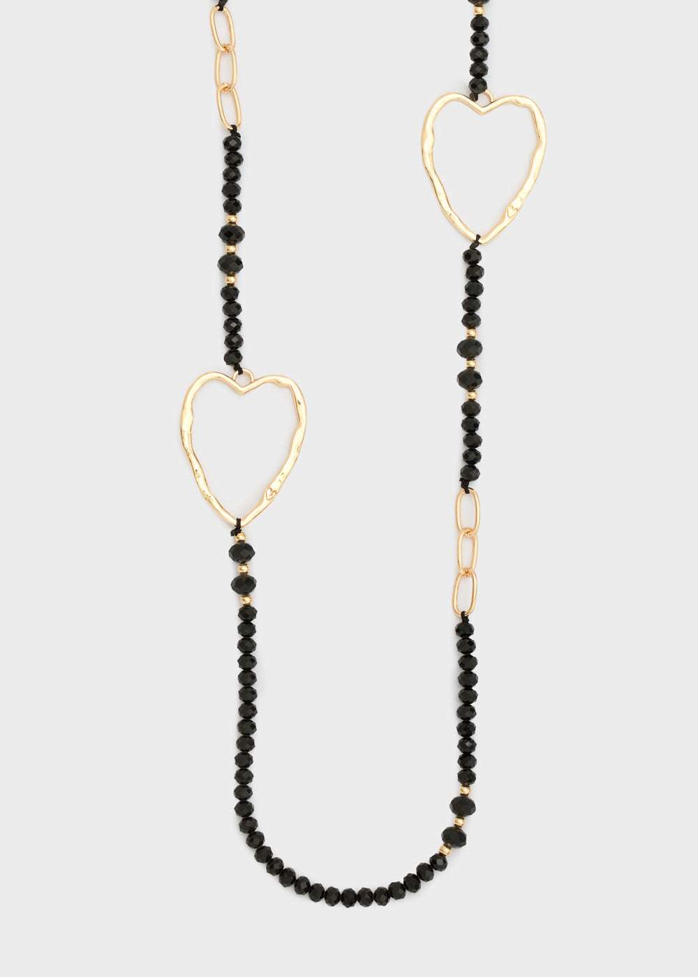 COLLANA LUNGA CON PERLINE E CUORI ORO\NERO NALÍ