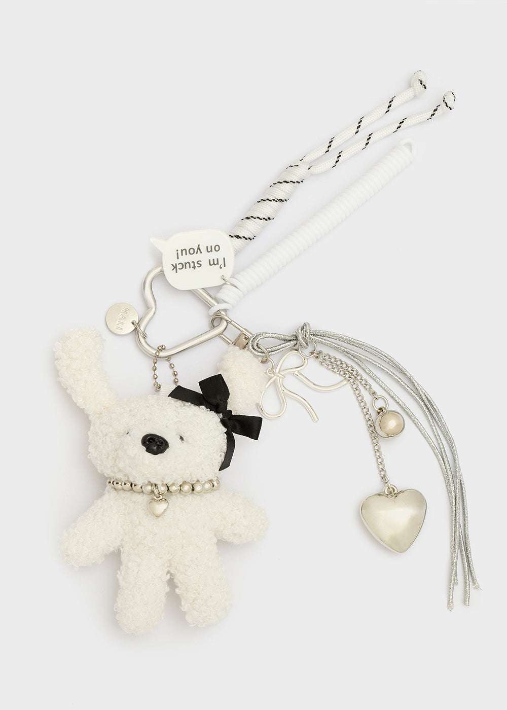 PORTACHIAVI/CHARM TEDDY E CUORI PANNA NALÌ