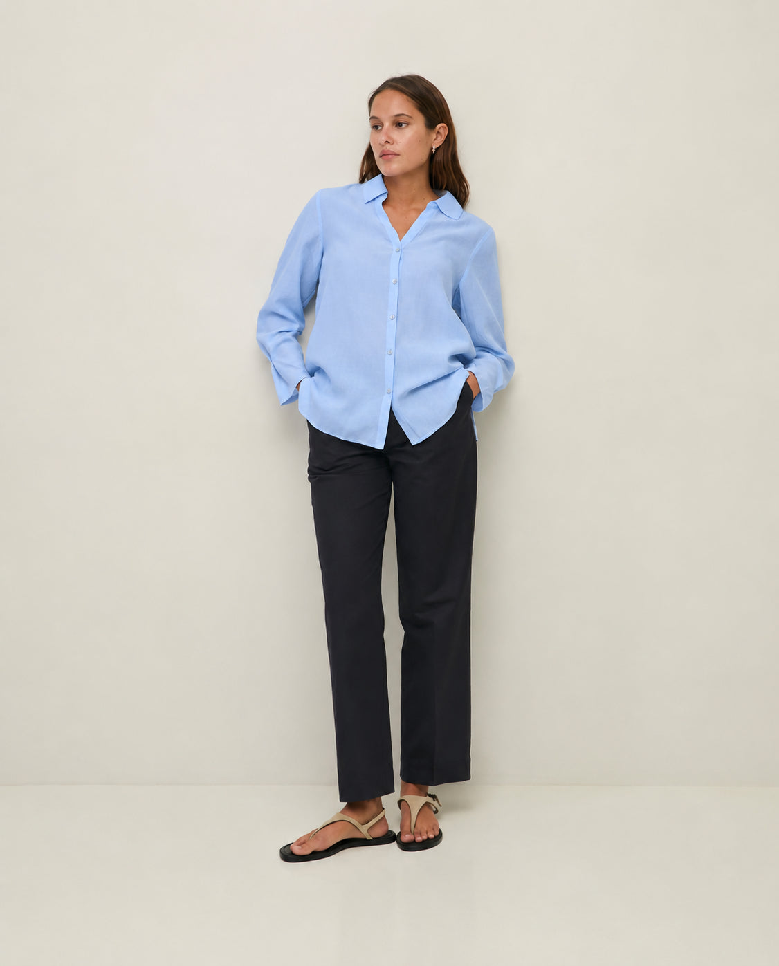 CAMICIA MISTO LINO E TENCEL AZZURRA YERSE