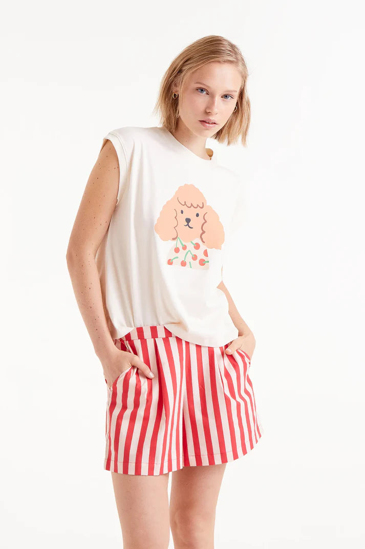 T-SHIRT CON STAMPA CANI CIGLIEGIA COMPANIA FANTASTICA
