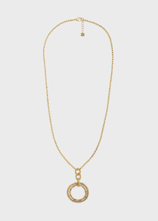 COLLANA LUNGA DOPPIO CERCHIO ORO ANTICATO NALÌ