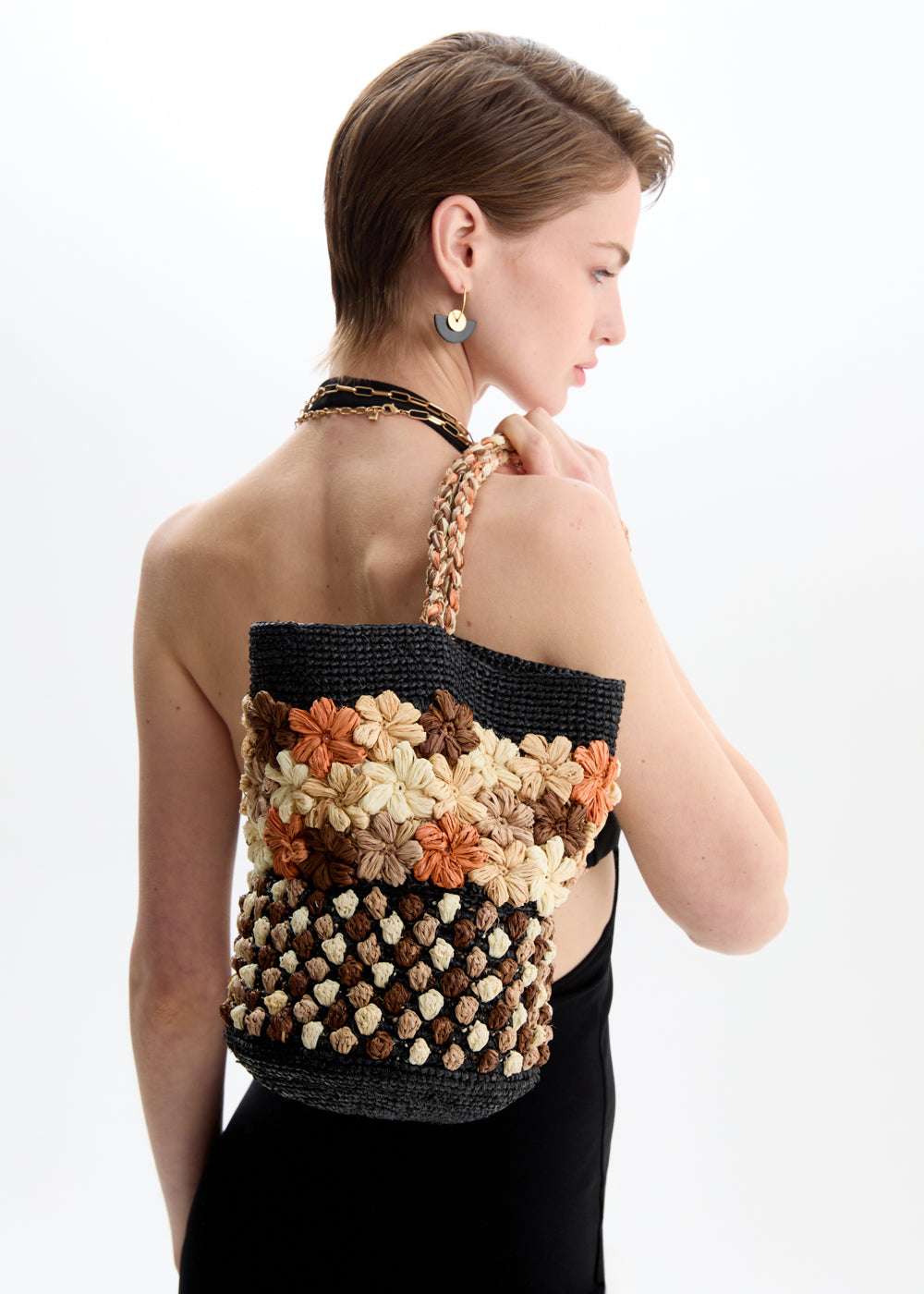 BORSA ANNA BANDANA STAMPA FLOREALE ARANCIO NALÌ