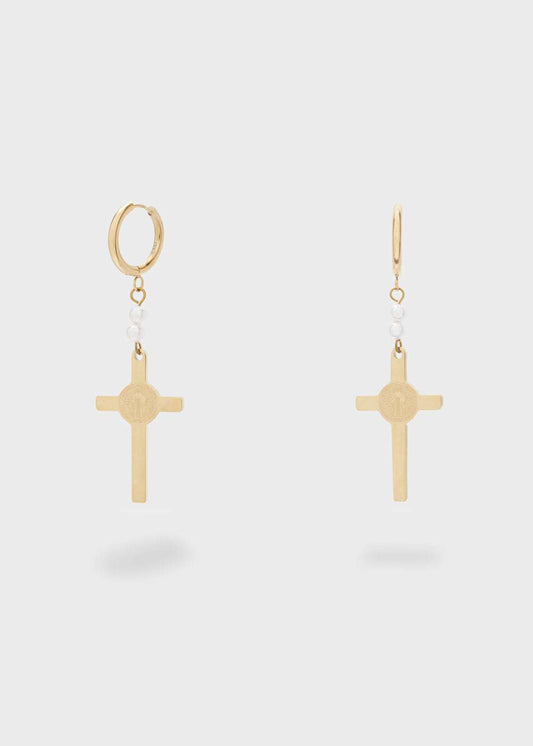 ORECCHINI CERCHI + CROCE ORO NALÌ