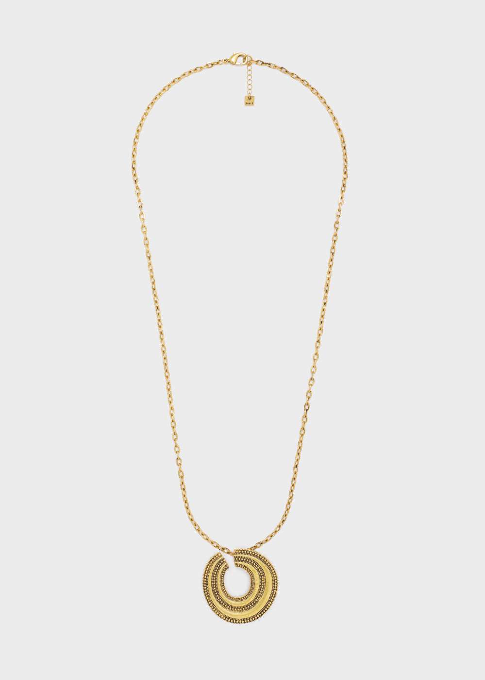 COLLANA LUNGA CIONDOLO TONDO ORO ANTICATO NALÌ
