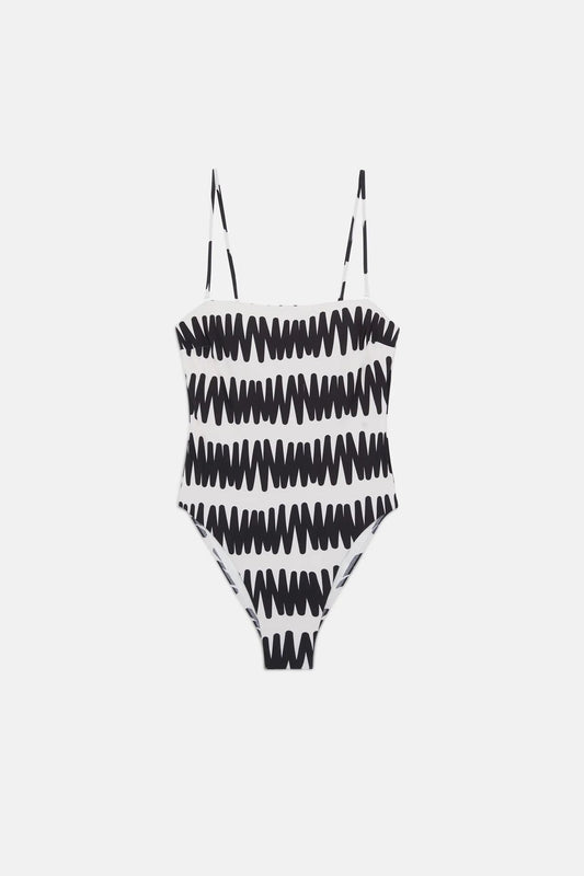 COSTUME DA BAGNO CON STAPA SUMMER VIBES BIANCO E NERO COMPANIA FANTASTICA