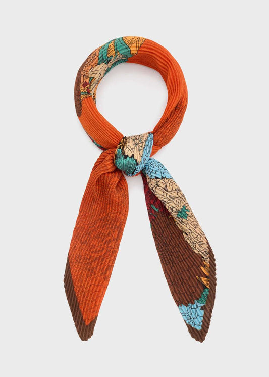 FOULARD AMPIO FIORI PLISSE ARANCIO NALÍ