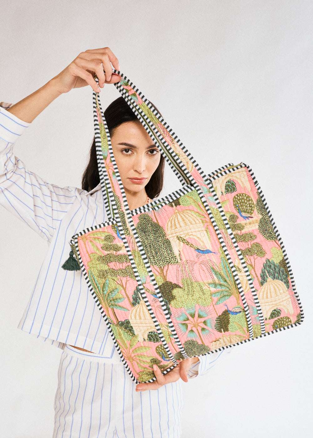 BORSA FLOWER TESSUTO PATCHWORK ROSA NALÌ