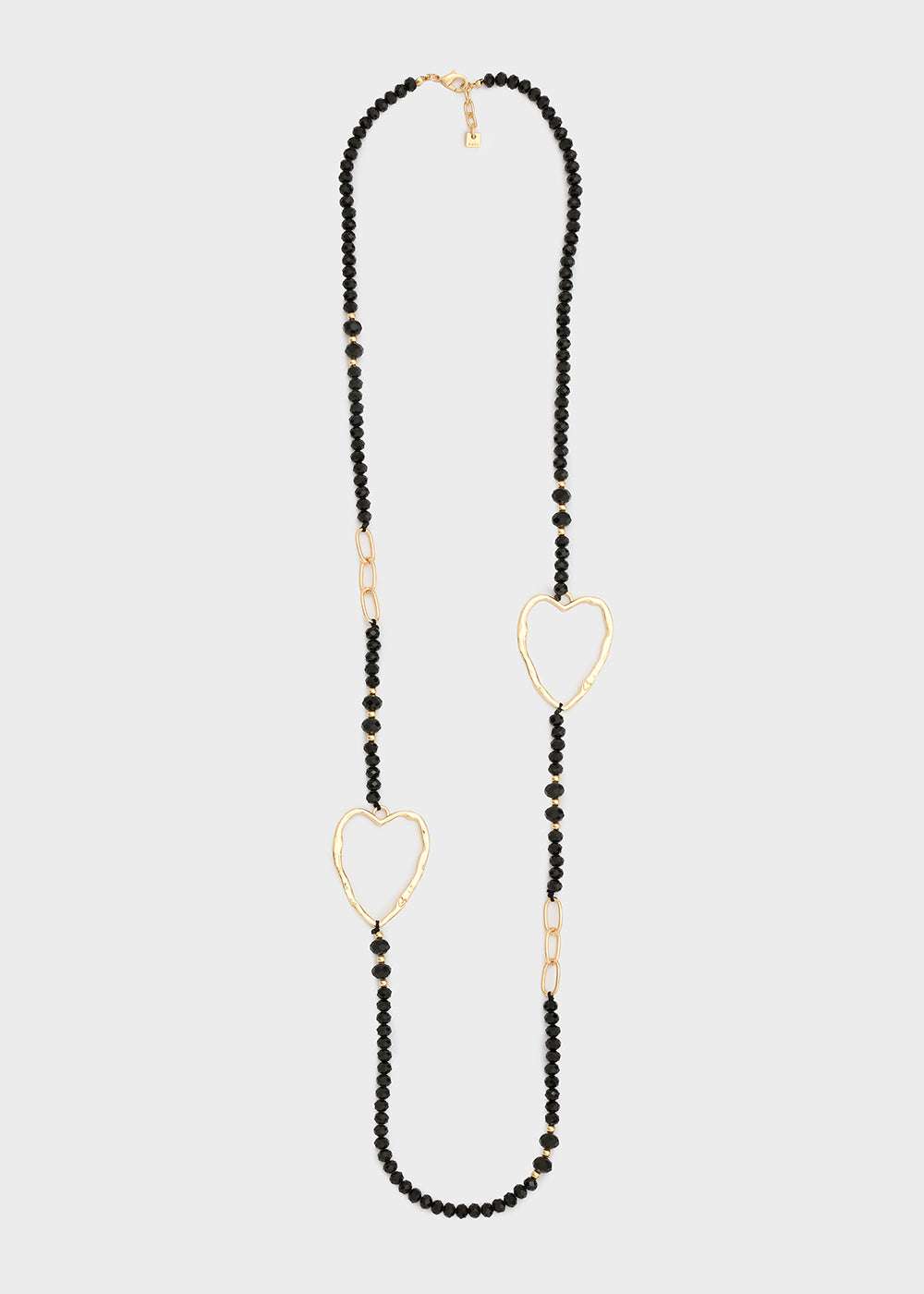 COLLANA LUNGA CON PERLINE E CUORI ORO\NERO NALÍ