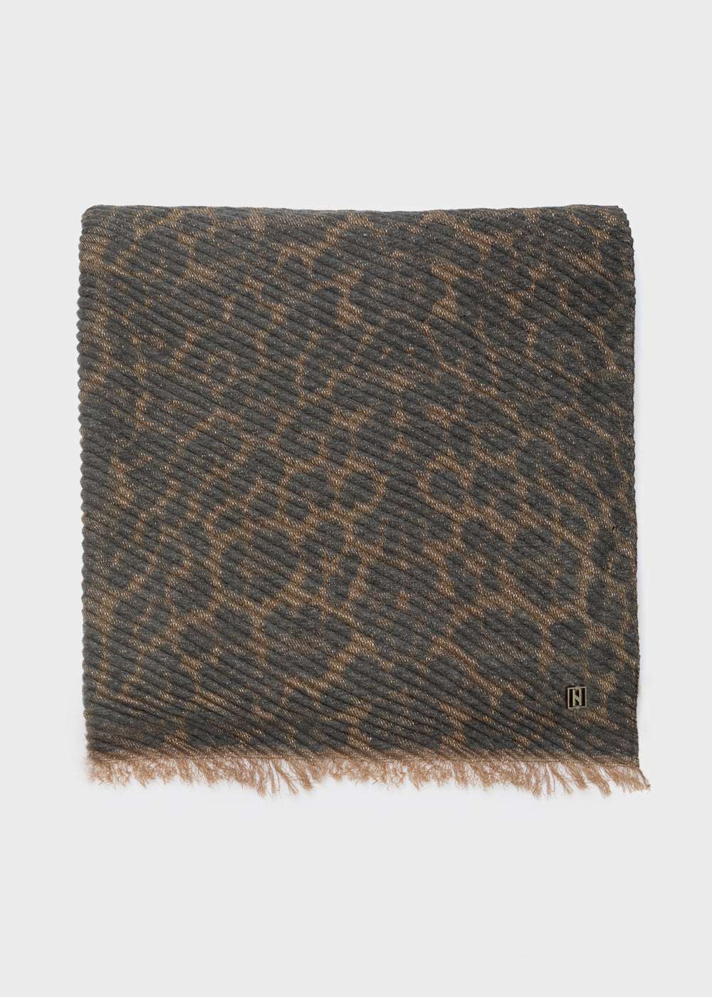 SCIARPA ANIMALIER LUREX PLISSE ORO/GRIGIO NALÍ