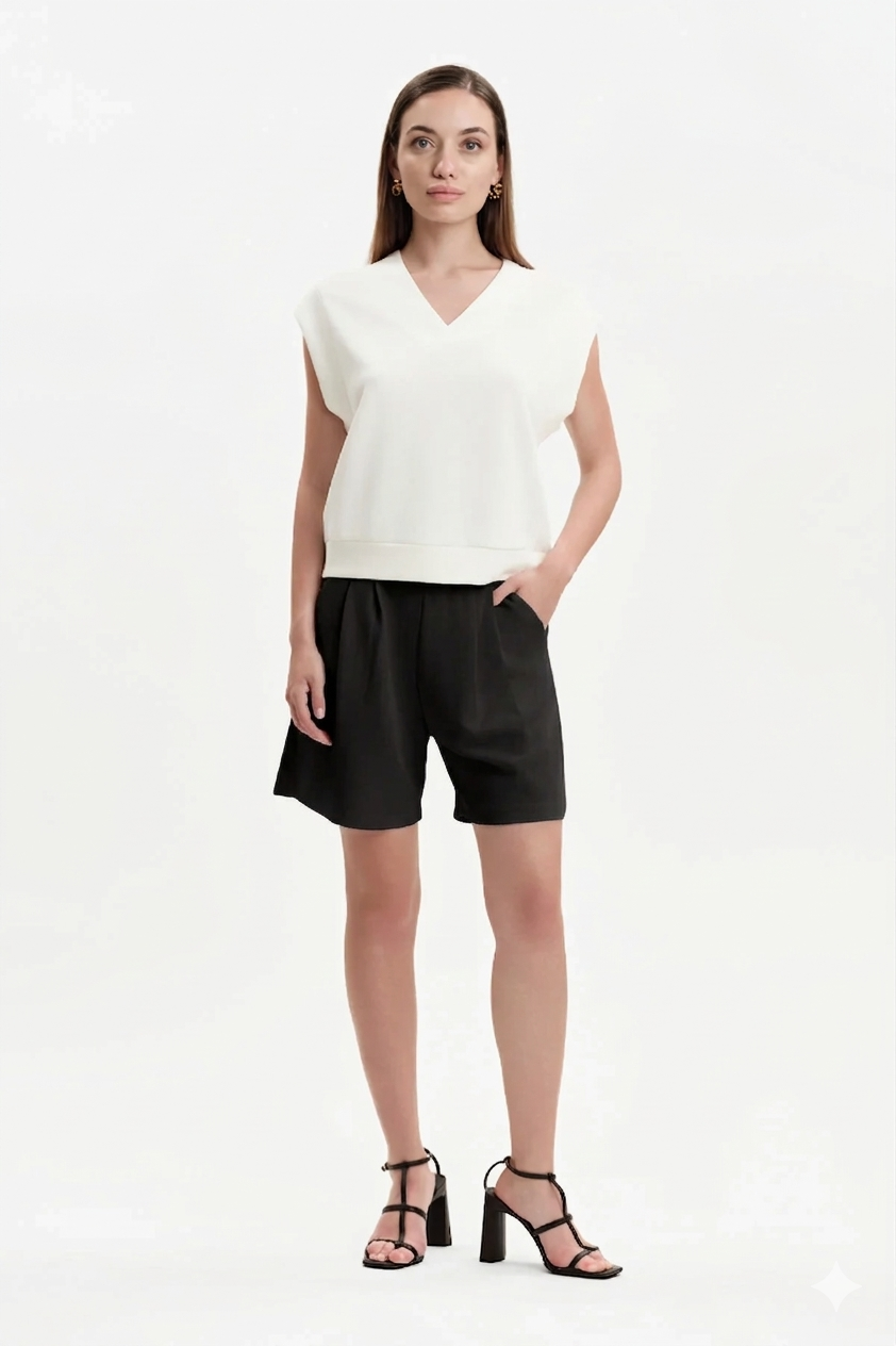 PANTALONCINO CON PINCES MODAL LIGHT WHITE WISE