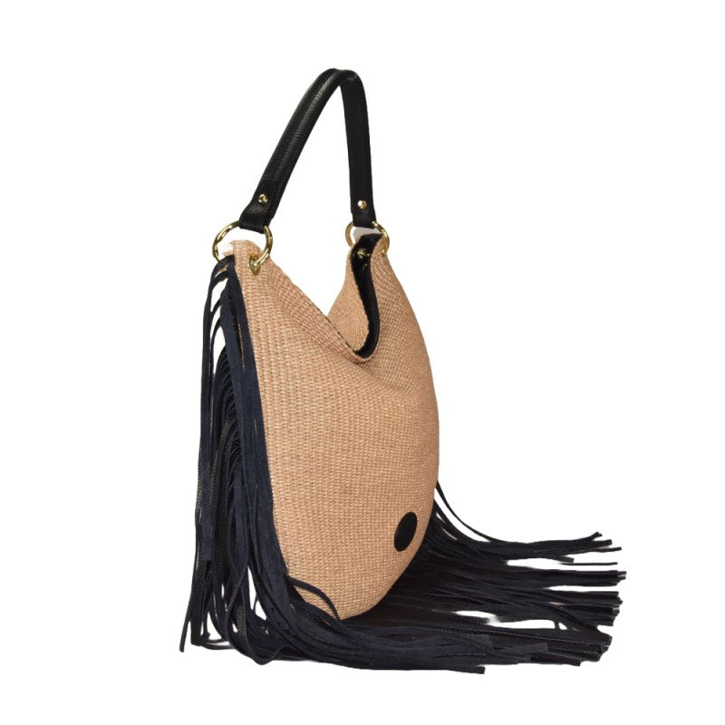 BORSA BOBO RAFFIA E PELLE SARTORIA REVERBERI