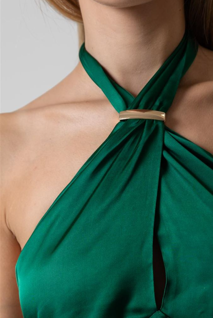 ABITO DI RASO CON FIOCCO SMERALDO KAOS