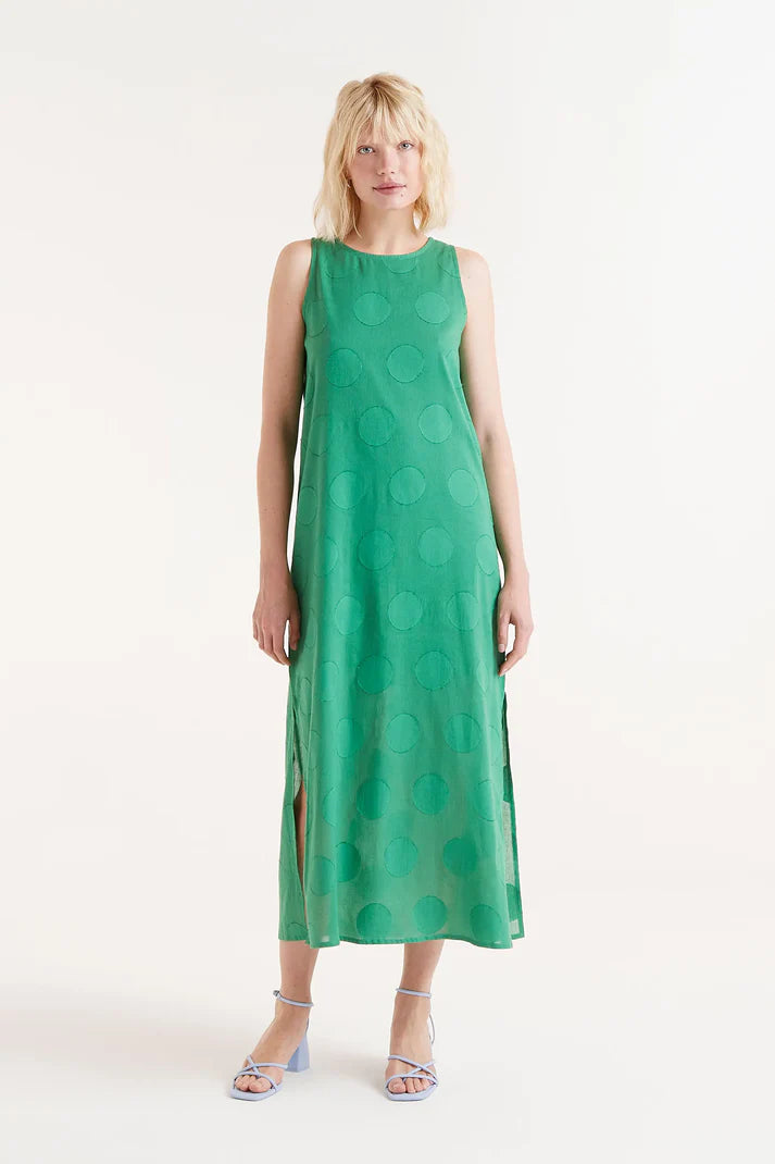 ABITO LUNGO CON POIS JACQUARD VERDE COMPANIA FANTASTICA