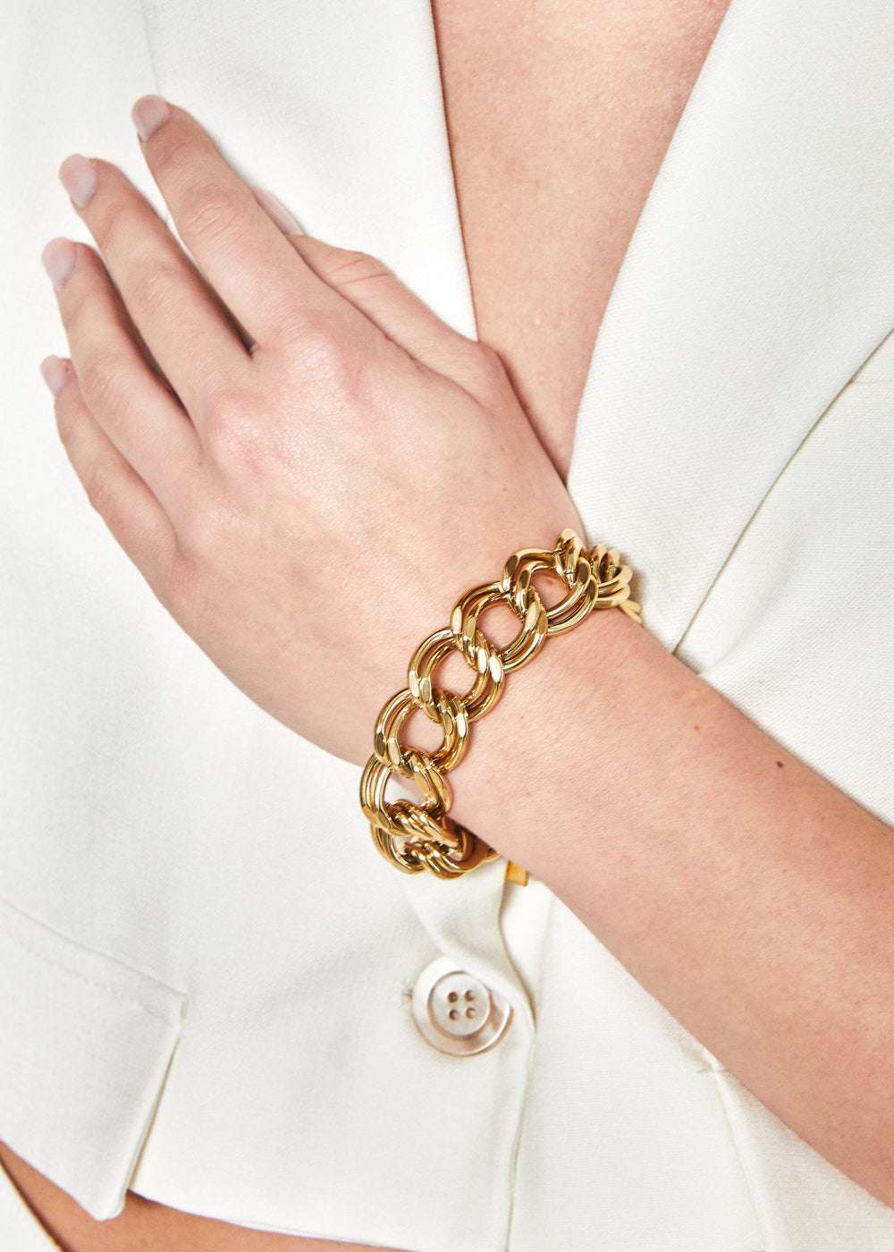 BRACCIALE MAGLIA ANELLI ACC.INOS. ORO NALÌ