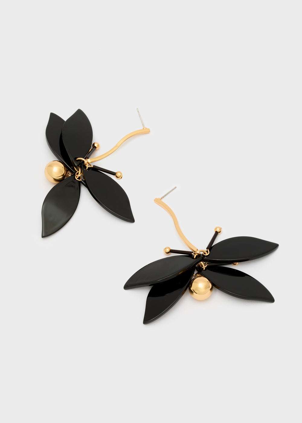 ORECCHINI PENDENTI FIORE RESINA ORO\NERO NALÍ