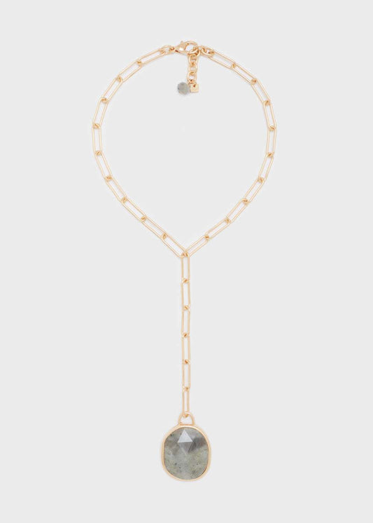 COLLANA CATENA ORO + CIONDOLO PIETRA GRIGIA NALÌ