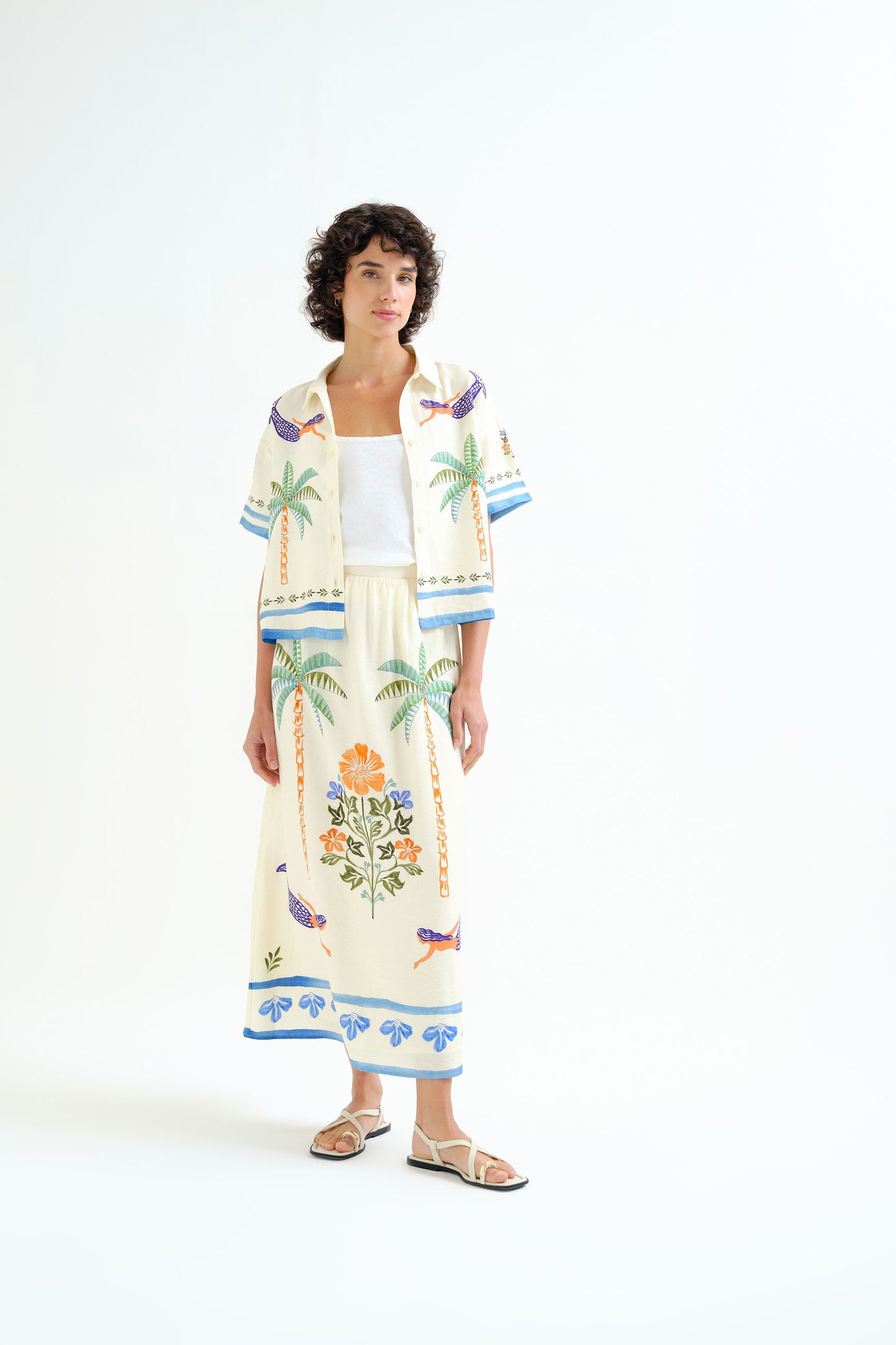 Gonna lunga con stampa Palm & Mermaid COMPANIA FANTASTICA