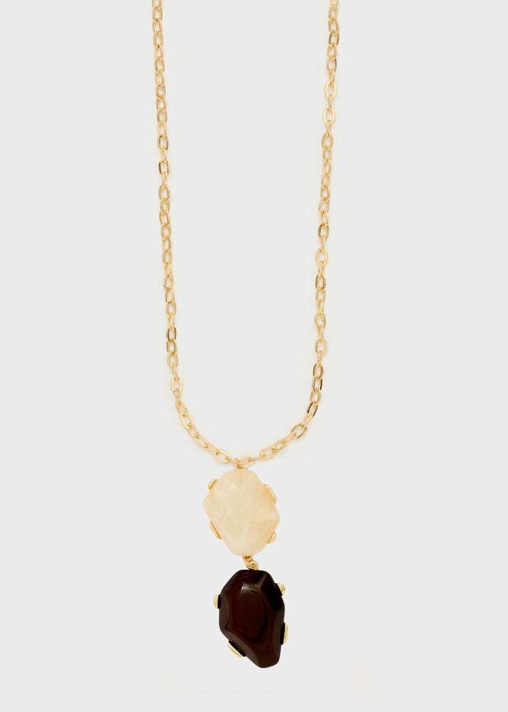 COLLANA MAIA PENDENTI ORO/MARRONE NALÍ
