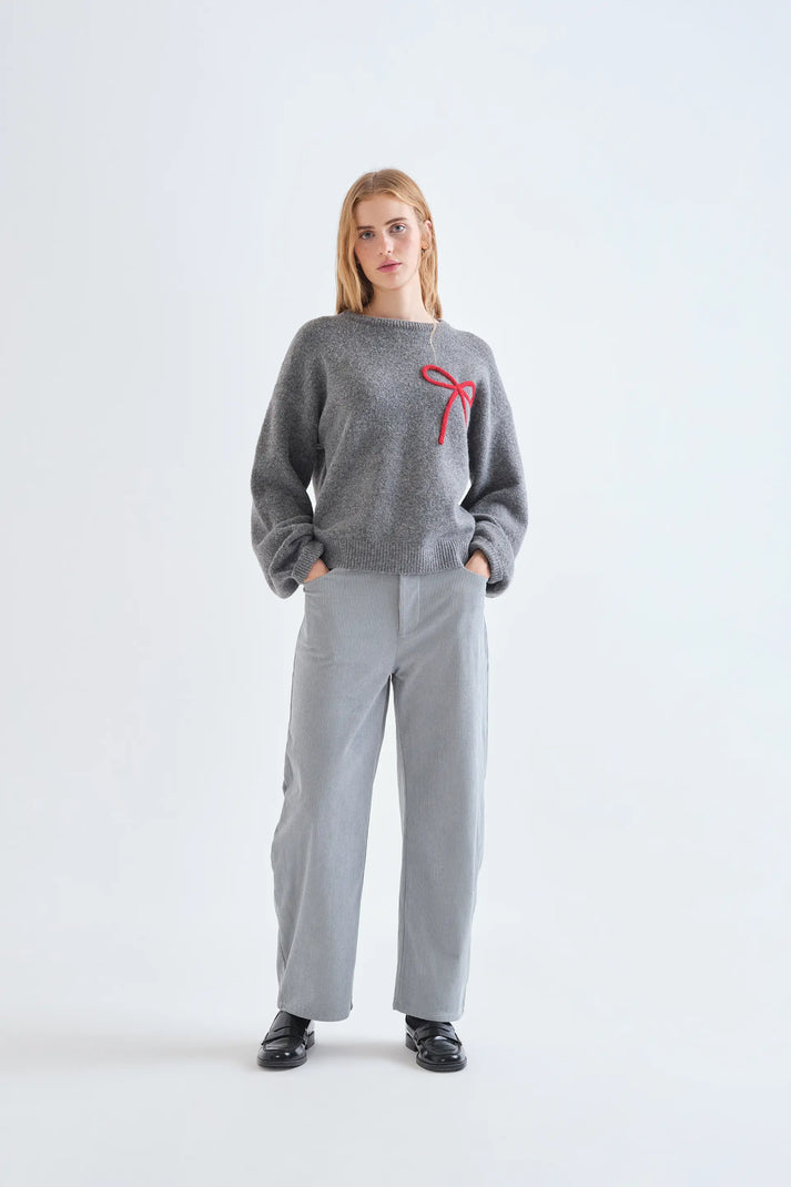 MAGLIA GIROCOLLO GRIGIO CON FIOCCO 63C/10404 COMPANIA FANTASTICA
