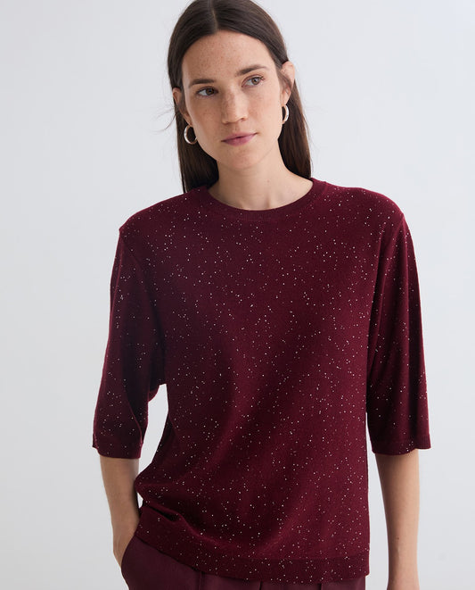 MAGLIONE BORDEAUX CON PAILLETTES YERSE