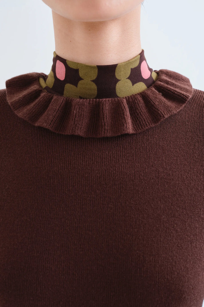 MAGLIA CON POLSINO VOLANT MARRONE  63C/10302 COMPANIA FANTASTICA