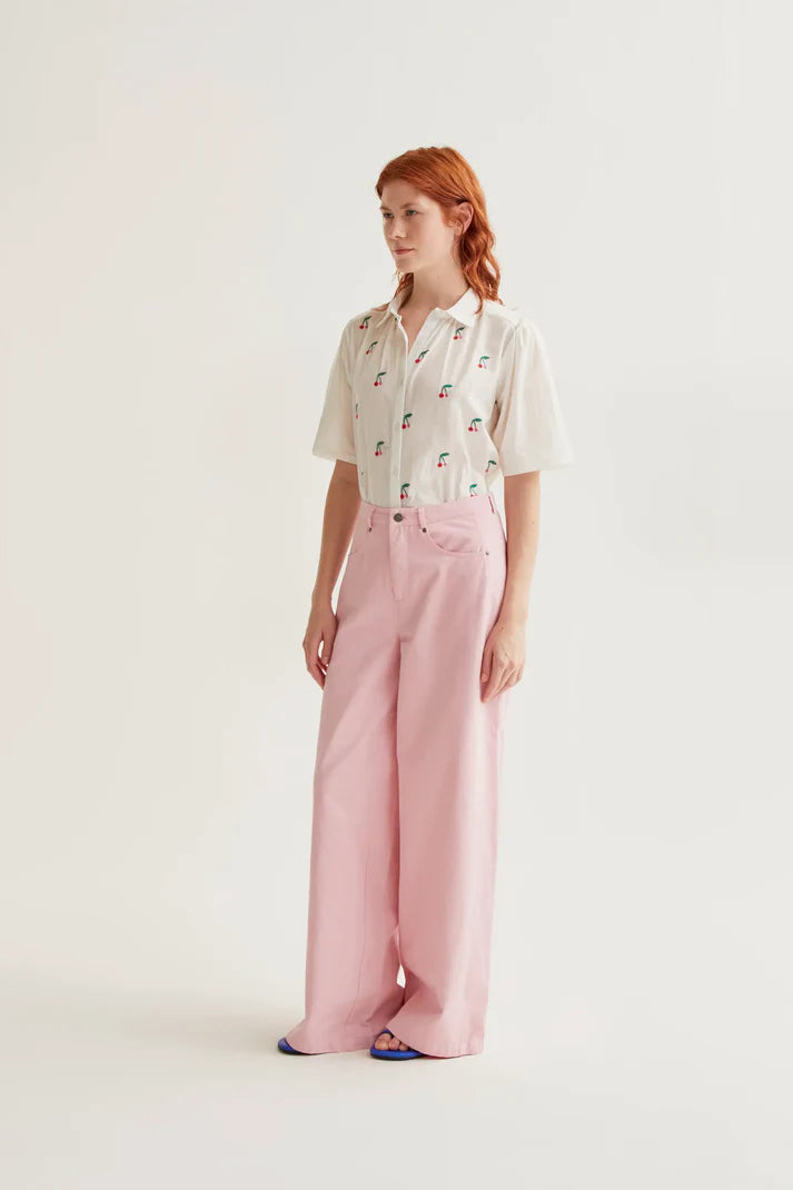 CAMICIA BIANCA RICAMO CIGLIEGIE COMPANIA FANTASTICA