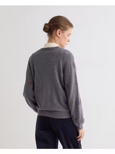 MAGLIONE CON RICAMO FLOREALE GREY YERSE