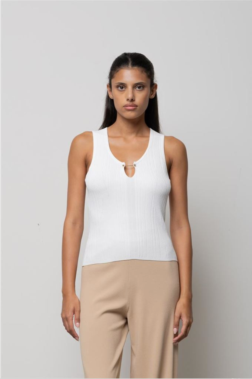 TOP CANOTTA ACCESSORIO ORO PANNA KAOS