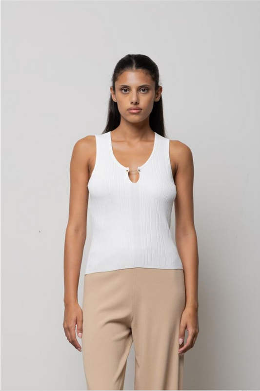 TOP CANOTTA ACCESSORIO ORO PANNA KAOS