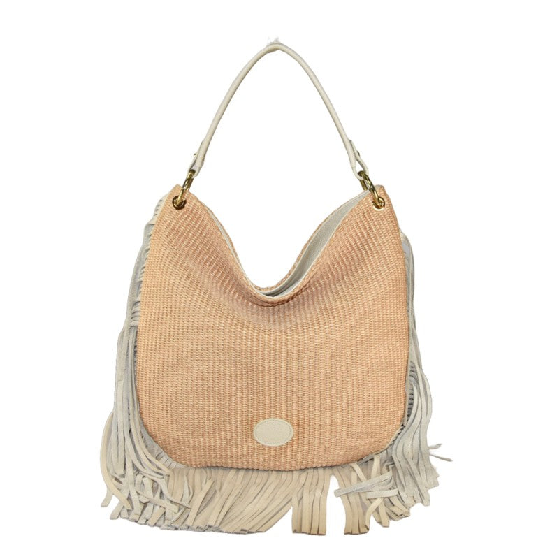 BORSA BOBO RAFFIA E PELLE SARTORIA REVERBERI