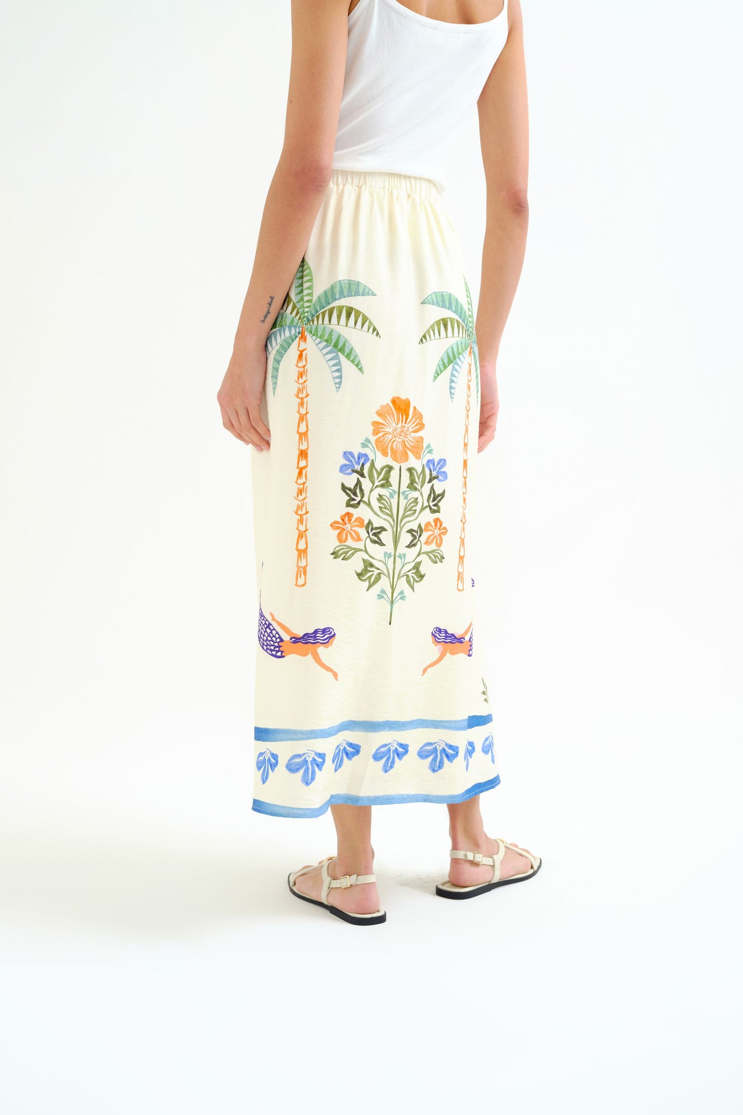 Gonna lunga con stampa Palm & Mermaid COMPANIA FANTASTICA