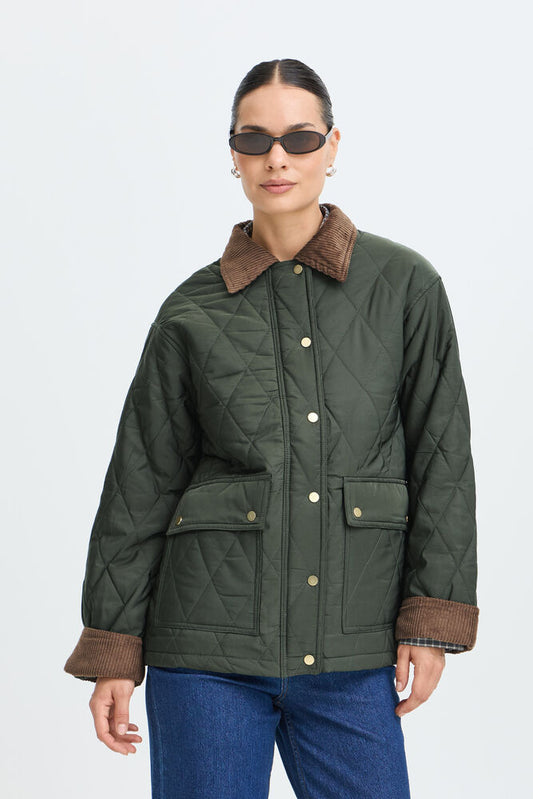 GIACCA TRAPUNTATO VERDE CON COLLO IN VELLUTO BYBELLINI B.YOUNG