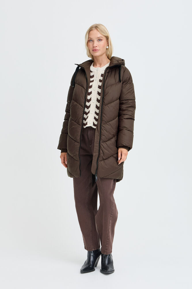 PIUMINO BYBOMINAX LUNGO CON CAPPUCCIO COLORE JAVA B.YOUNG