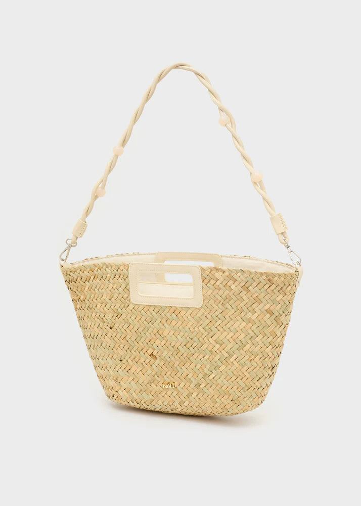 BORSA OLIVIA A MANO+TRACOLLA PAGLIA BIANCO NALÌ