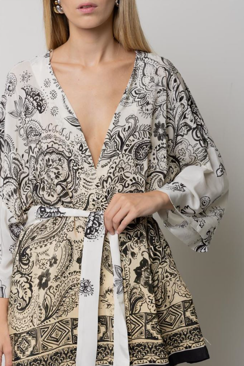 KIMONO IN HABOTAY CON STAMPA CACHEMIRE DEGRADE’ KAOS