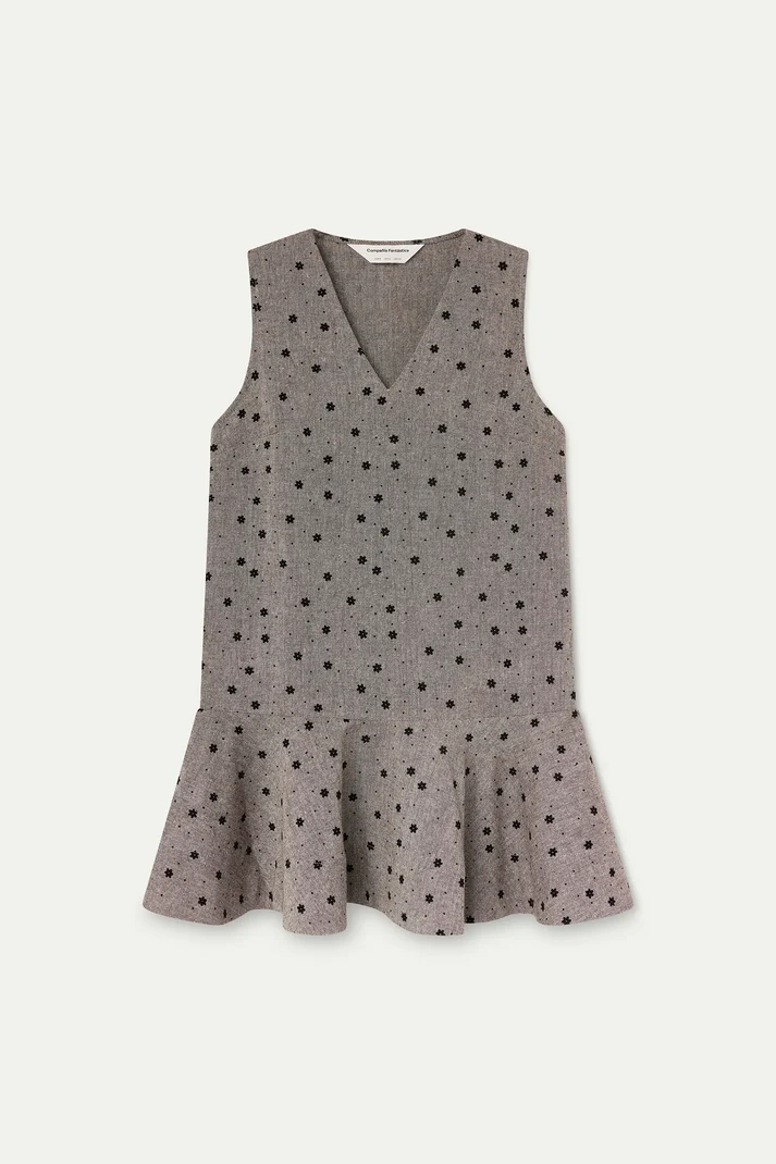 MINI ABITO IN TWEED GRIGIO CON FIORI RICAMATI 64C/11155  COMPANIA FANTASTICA