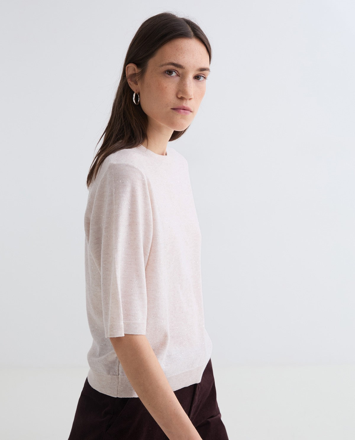 MAGLIONE ECRÙ CON PAILLETTES YERSE