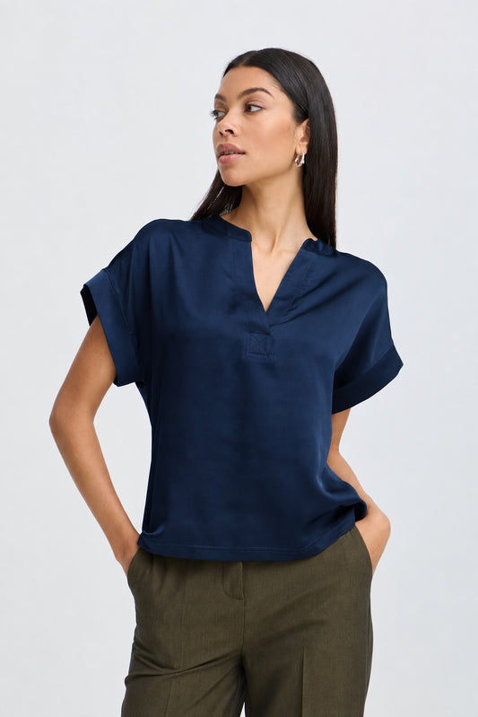 T-SHIRT SCOLLO V  BYSELITA DARK SAPPHIRE B.YOUNG