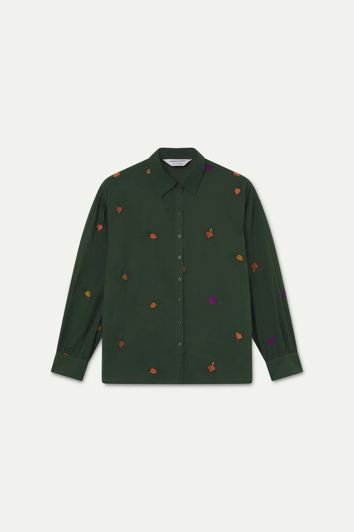 CAMICIA 100% COTONE CON RICAMI VEGETALI 63C/41011 VERDE COMPANIA FANTASTICA