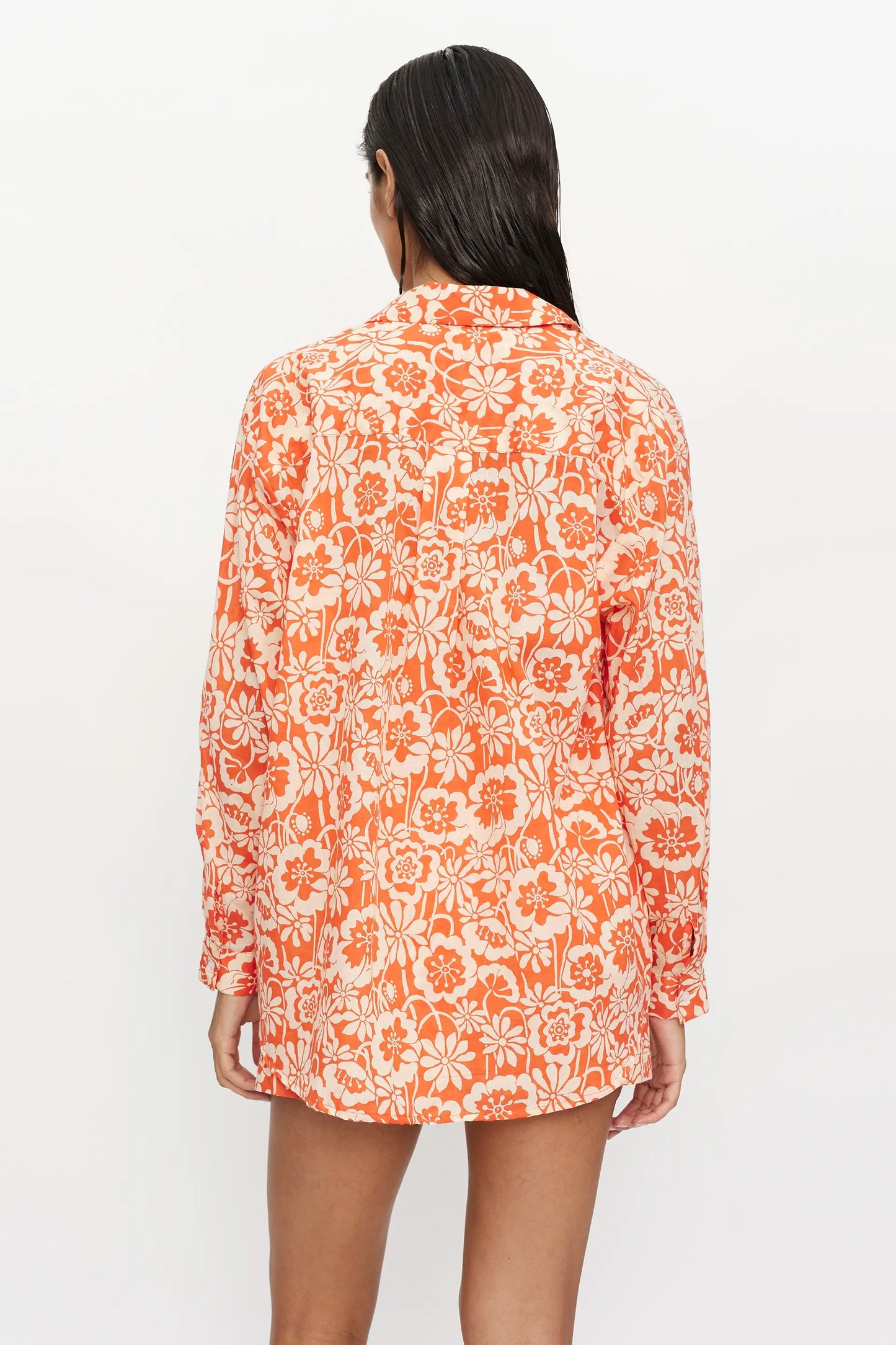 CAMICIA OVER BEACH FLOWER ARANCIO COMPANIA FANTASTICA