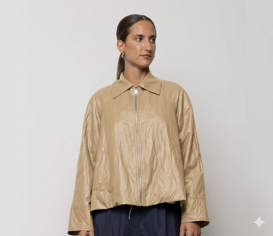 GIACCA ECOPELLE CRINKLE BEIGE ICONA