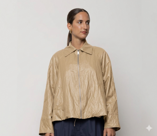 GIACCA ECOPELLE CRINKLE BEIGE ICONA